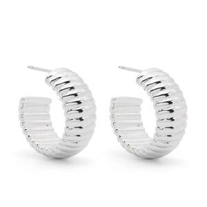 Ribbed Silver Hoop Earrings - Elegant Women’s Fashion Jewelry